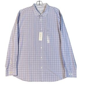 Calvin Klein 440 Jacaranda XL Faded Blue Checkered Pearl Button Up Shirt NEW